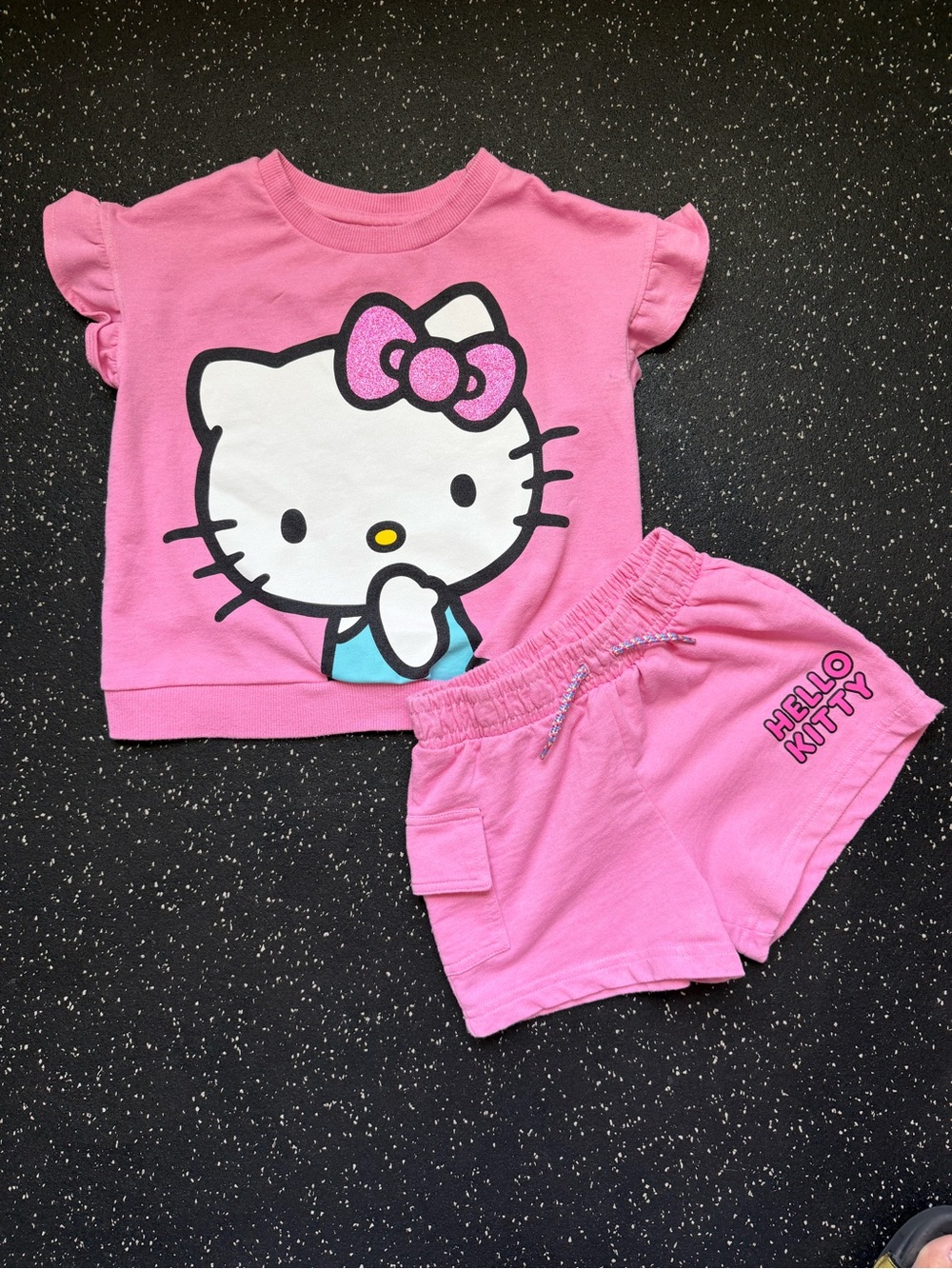 Hello Kitty Girls Size 6X Pink 2-Piece Matching Outfit Top & Shorts Sanrio